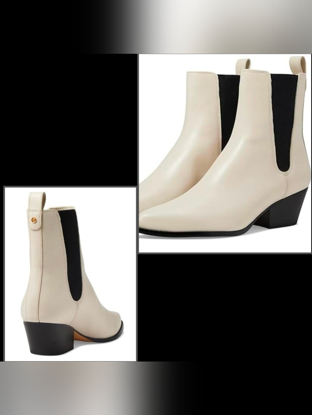 Michael Kors Kinlee Western Leather Ankle Boots Light Ivory 7.5  NIB MSRP $145